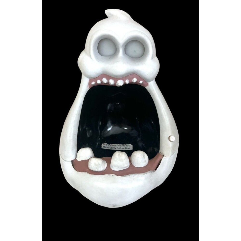 Rare Gemmy Big Mouth Ghost Halloween Animated Talking Candy Bowl Motion Sensor